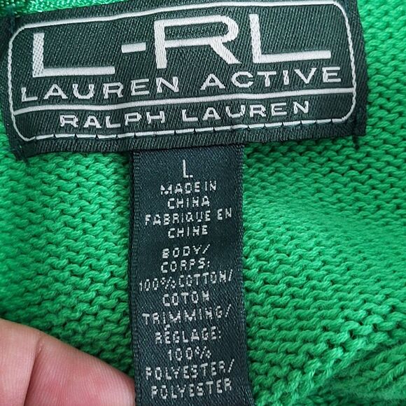 Vintage Ralph Lauren L-RL Active Sweater Women Large Shawl Collar Large Green - Picture 8 of 10